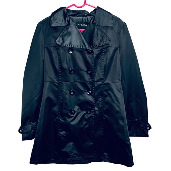 George Mid-Length Double Breasted Black Pea Coat Jacket M - Picture 1 of 6